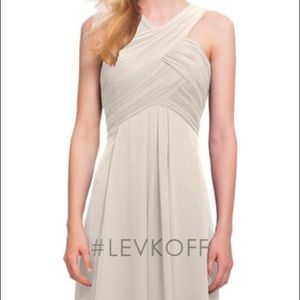 Desert Grey Bill Levkoff Long Bridesmaid Dress